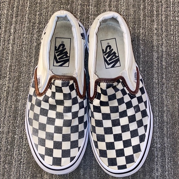 bleached checkerboard vans